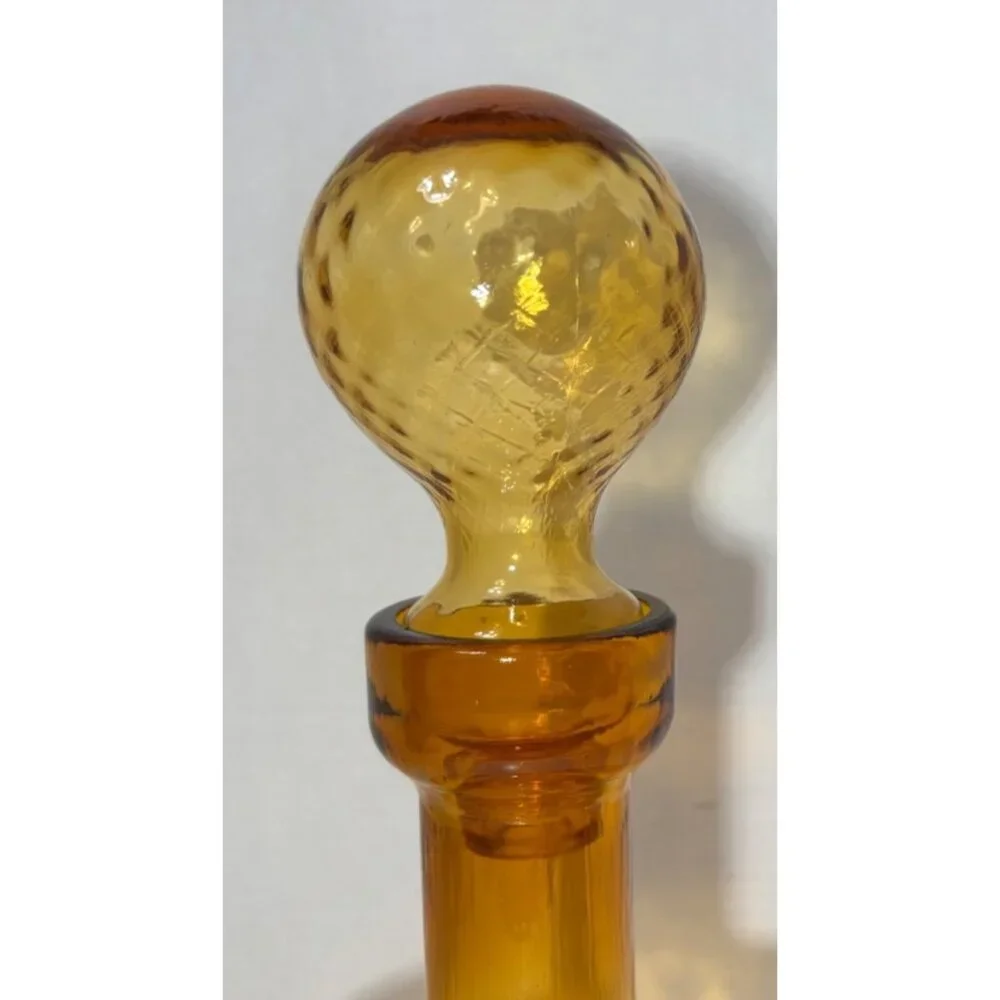 Vintage Empoli Deep Amber Genie Bottle Ship's Decanter with Stopper Quilted Opti - Picture 2 of 8